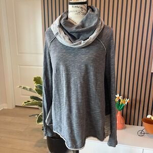 FP Beach Free People Two Body Tunic Top Gray Cowl‎ Neck Long Sleeve